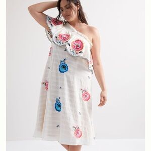 Anthropologie Plenty by Tracy Reese One Shoulder Embroidered Dress